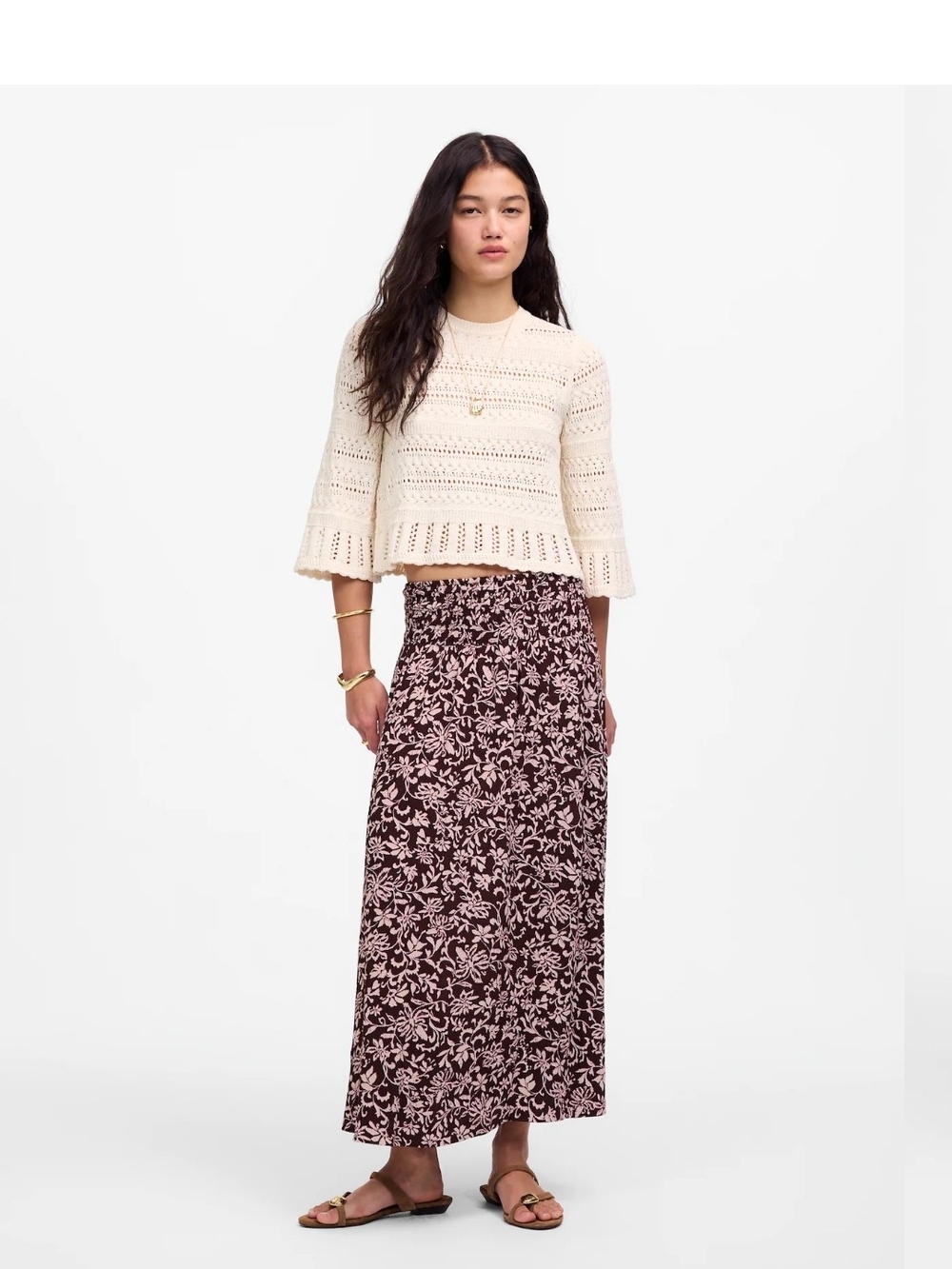 Madewell Smocked Waist Midi Skirt